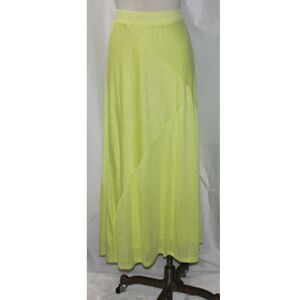 Women's Cato Lime Yellow Fully Lined Long Maxi Skirt Size L